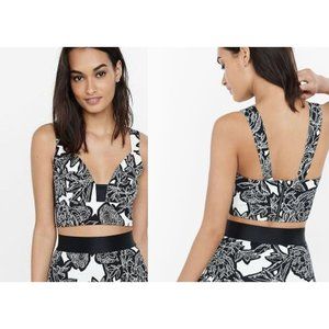 Express Chalkboard Floral Zip Back Crop Top M